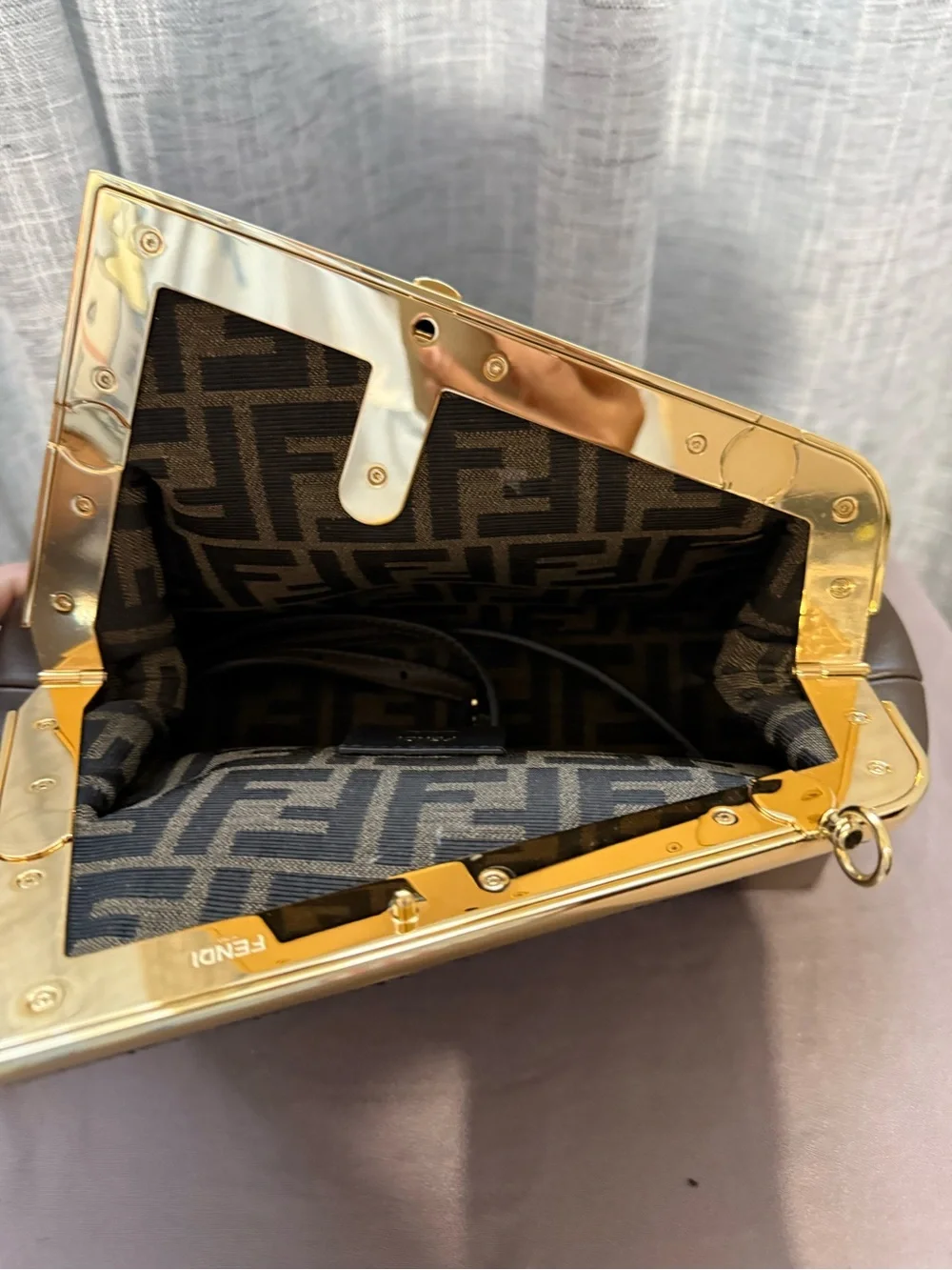 Fendi small first Shoulder bag Pithon leather brown